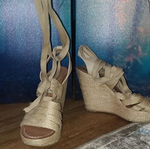Summer lace up wedges